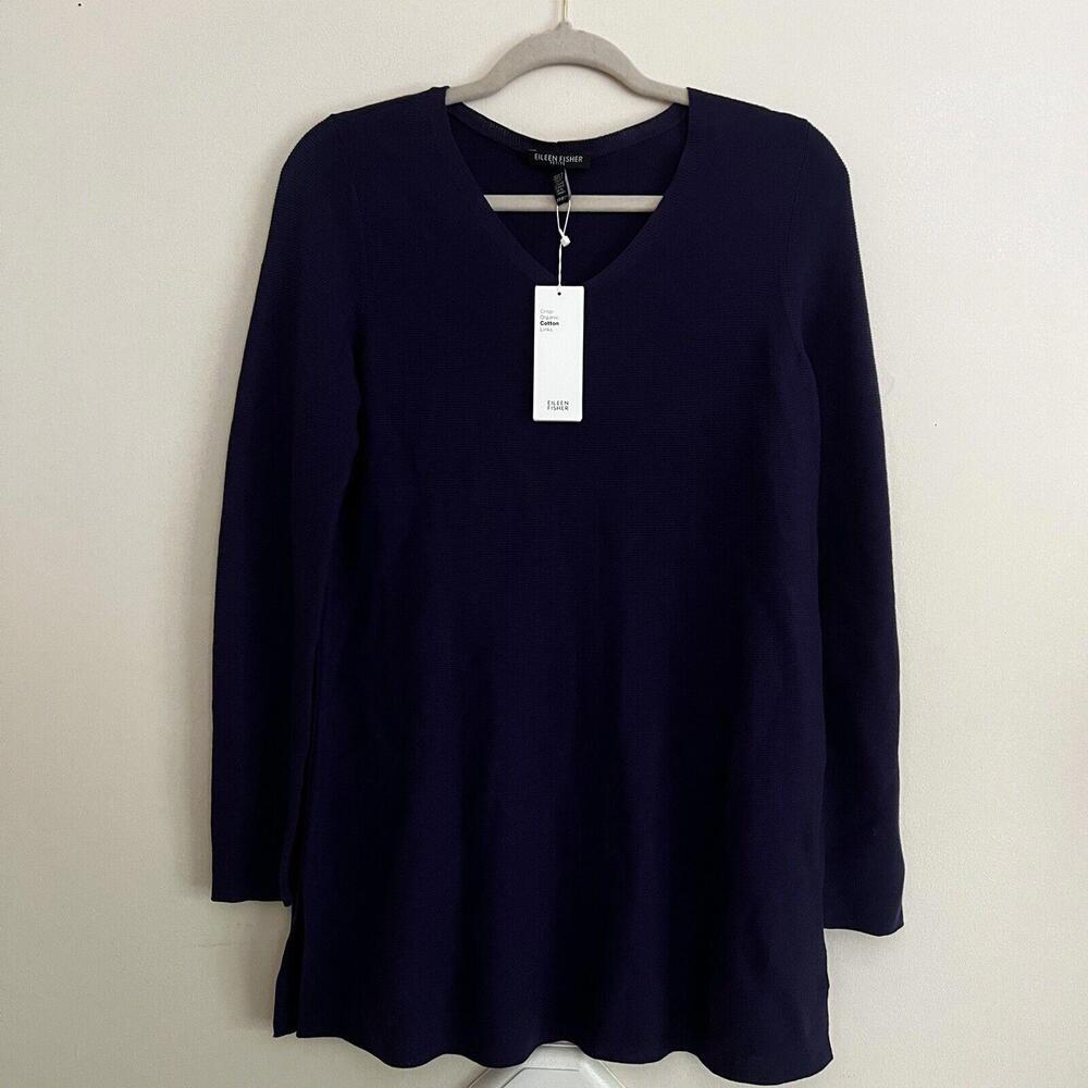 Eileen Fisher  Deep V Neck Tunic Organic Cotton  Capsule Wardrobe SZ PP/PTP $218